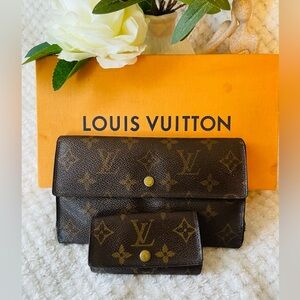 Louis Vuitton Brown Monogram Wallet Set